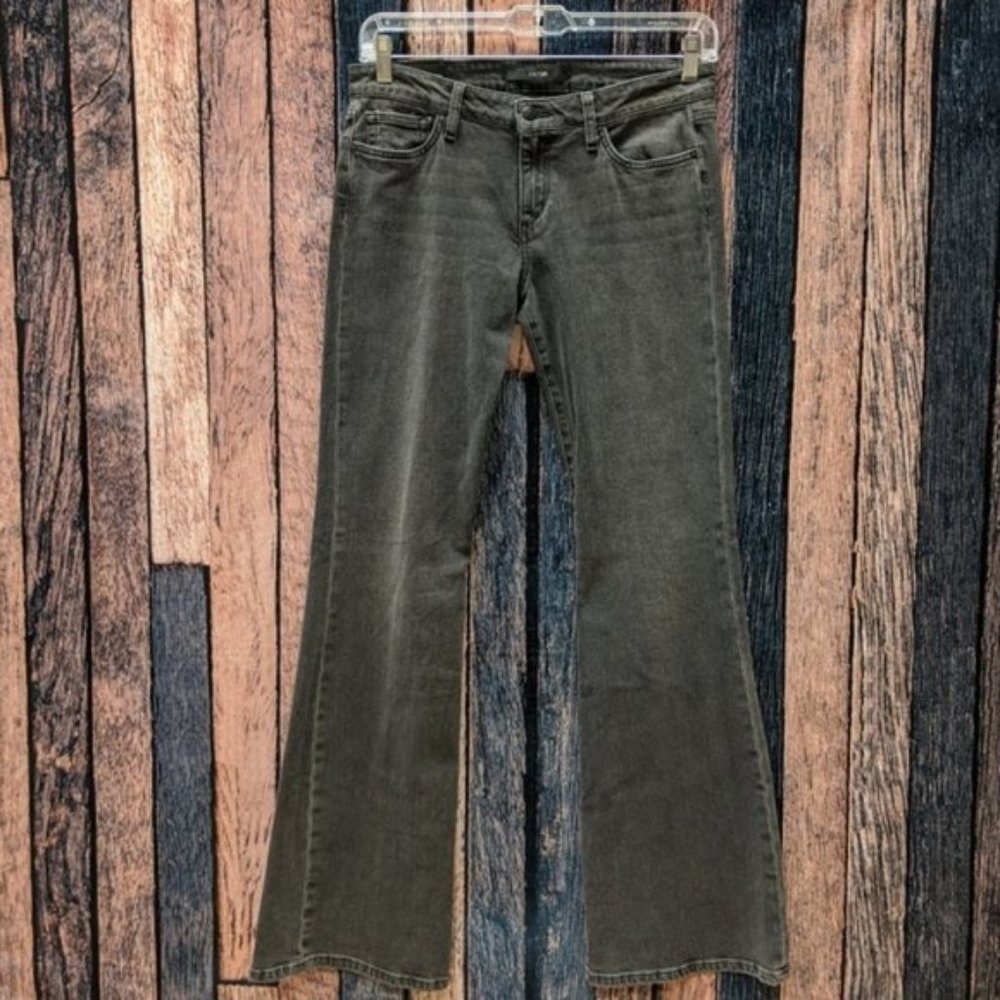 Mid Rise Flare Jeans in Dark Gray